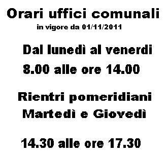 orari comune orari comune